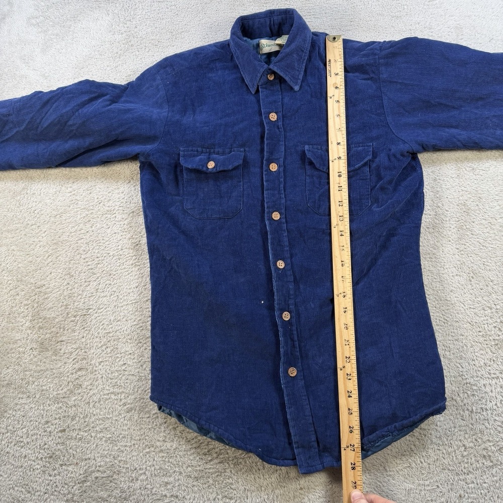 Vintage St Johns Bay Shacket Mens Small Blue Corduroy Quilt Lined Shirt Jacket - Picture 5 of 7